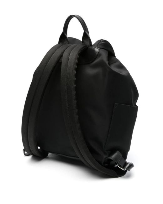 Kiton Black Canvas Backpack With Logo for men
