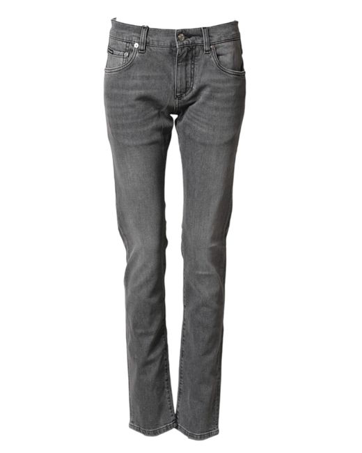 Dolce & Gabbana Gray Cotton Mid Waist Skinny Denim Jeans Co+02 Clothing for men