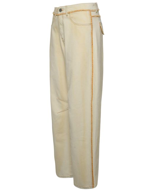 Palm Angels Natural Ivory Cotton Jeans