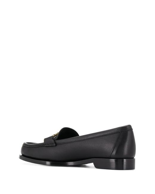 Ferragamo Black Rolo Leather Loafers