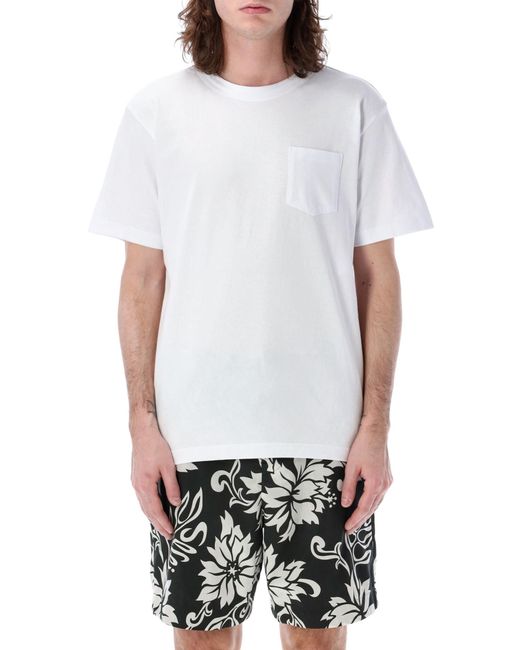 Sacai White Side Zip Cotton T-Shirt for men