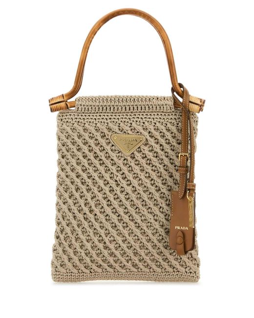 Prada Multicolor Cappuccino Crochet Handbag