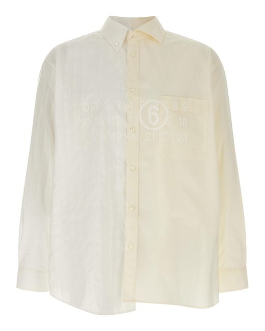 MM6 by Maison Margiela White Numeric Signature Mm6 Shirt Cotton Shirt, Blouse for men