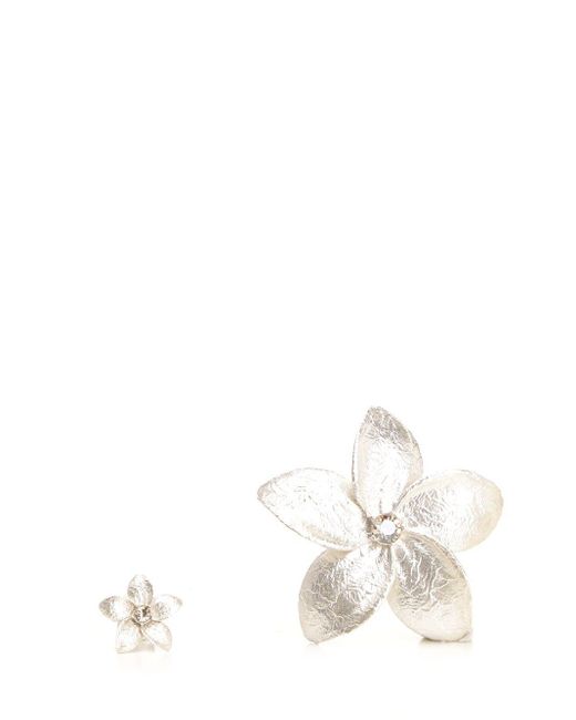 Forte Forte White Frangipani-Shaped Earrings