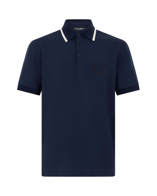 Dolce & Gabbana Blue Short-Sleeve Polo Polyester Shirts for men