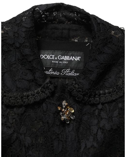Dolce & Gabbana Black Embellished Guipure Lace Coat Jacket