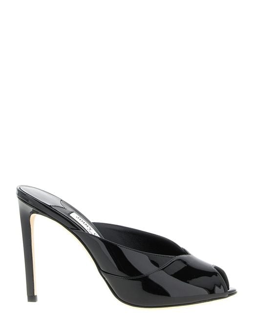 Jimmy Choo Black Leather Mule Heels