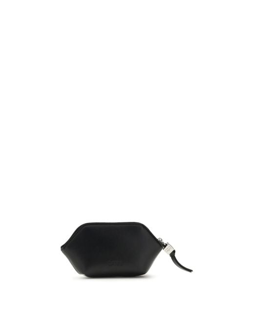 Ganni Black Bou Coin Purse With Poodle Wallet