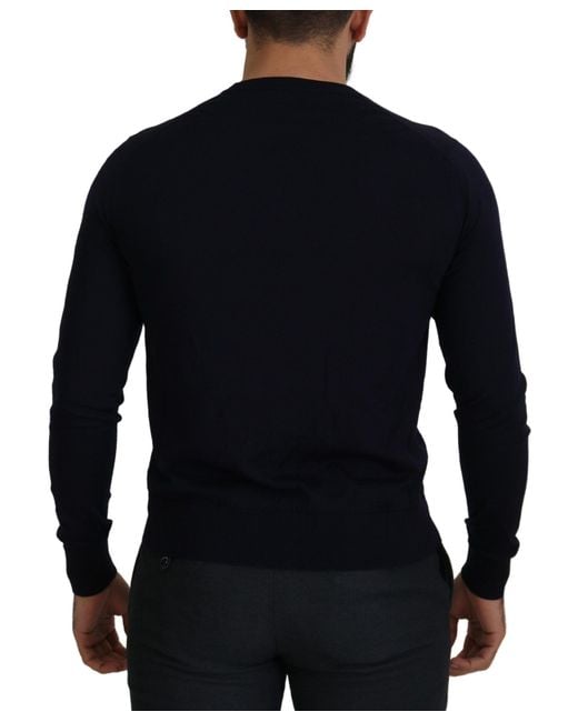Dolce & Gabbana Blue Wool Staff Down Cardigan Sweater Virgin Clothing for men