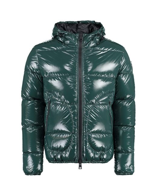 Herno Green Hooded Shiny Down Jacket for men
