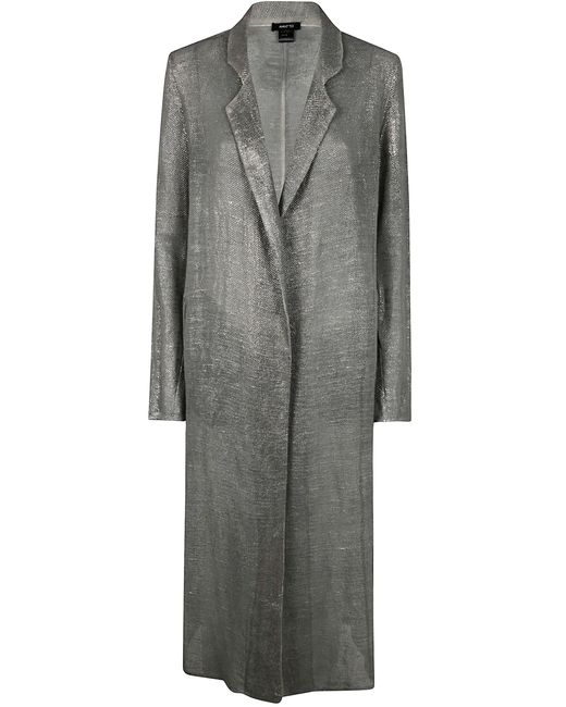 Avant Toi Gray Hand Painted Linen And Cotton Net Fabric Long Duster