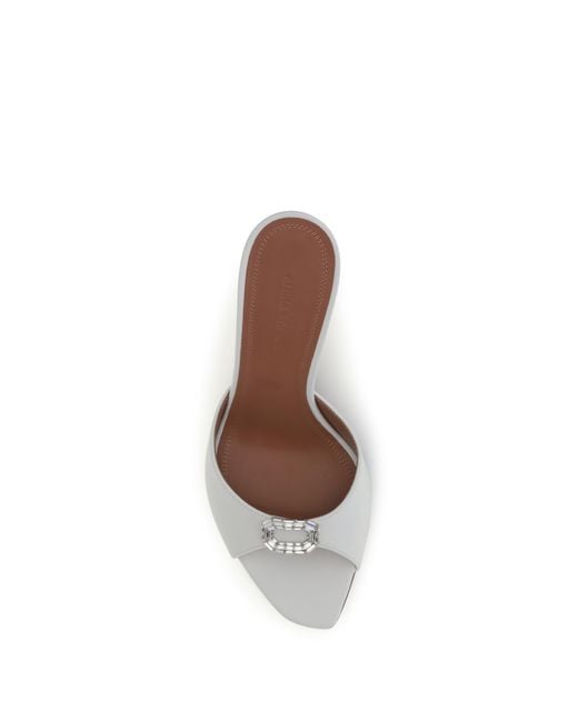 AMINA MUADDI White Camelia Leather Mule Sandals Calf Bos Taurus