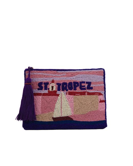 Mc2 Saint Barth Purple Clutch Bag With St. Tropez Pearls