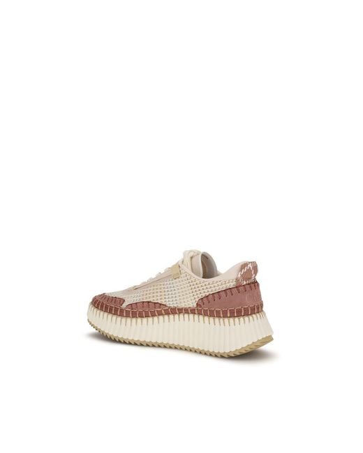 Chloé Pink Beige Nylon Chunky Sneakers