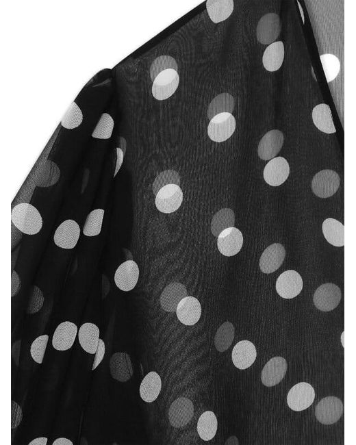Dolce & Gabbana Black Polka-Dot Print Pussy-Bow Shirt