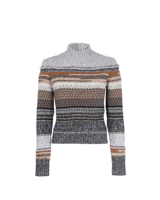 Chloé Gray Ribbed Turtleneck Sweater