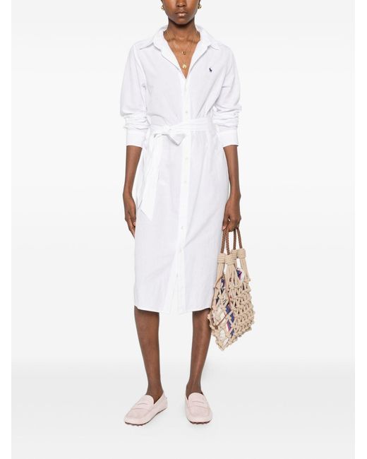 Polo Ralph Lauren White Midi Dress Cotton