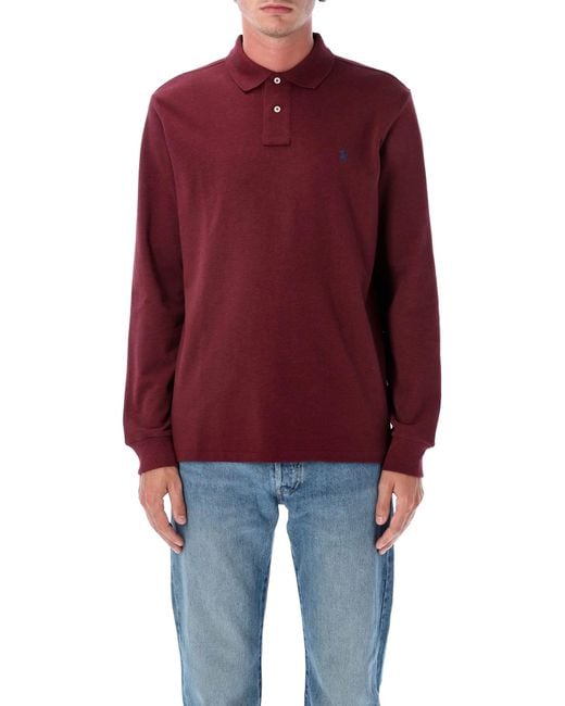 Polo Ralph Lauren Red Long-Sleeved Polo Shirt for men