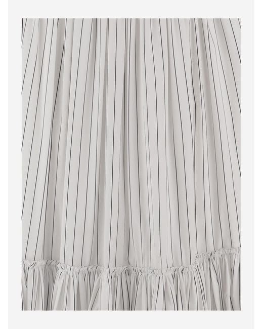 Jil Sander White Skirt Striped Cotton