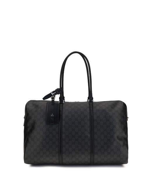 Gucci Black Travel Bag Gg Web Stripe Fabric Shoulder