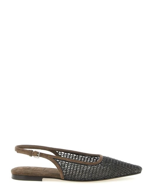 Brunello Cucinelli White Calfskin Ballet Flats