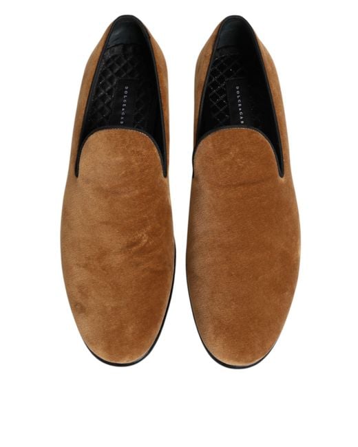 Dolce & Gabbana Brown Suede Slip On Loafers Formal Shoes for men