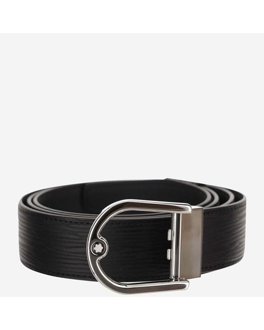 Montblanc Black 35 Mm Belt With Reversible Horseshoe Buckle for men