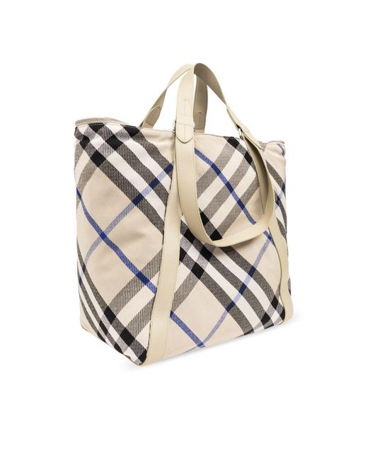 Burberry Green Shopper Bag With Check Pattern,