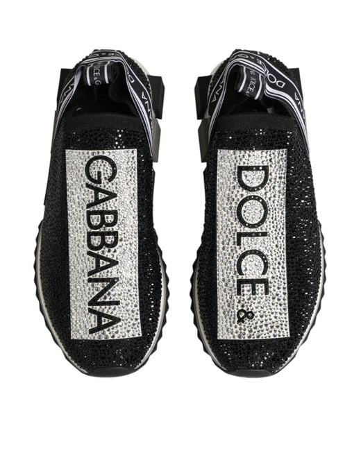 Dolce & Gabbana Black Sorrento Sneakers With Fusible Crystals