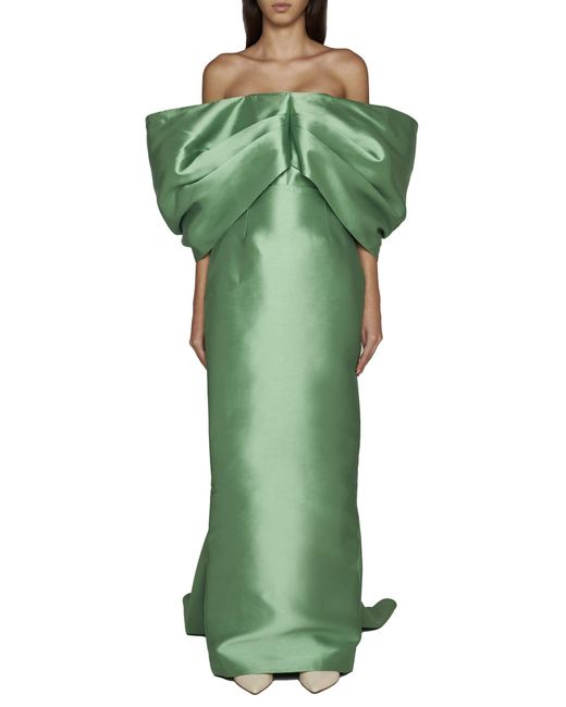 Solace London Green Delphina Satin Maxi Dress