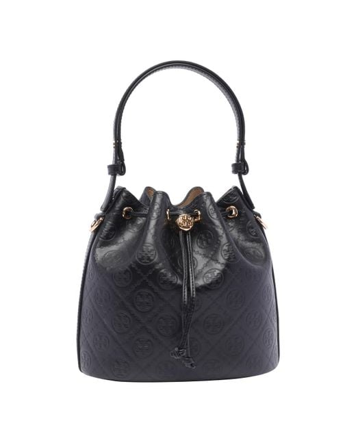 Tory Burch Black T Monogram Bucket Bag