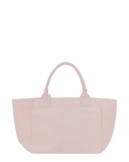 Ganni Pink Tote Bag Trapeze Medium Cotton