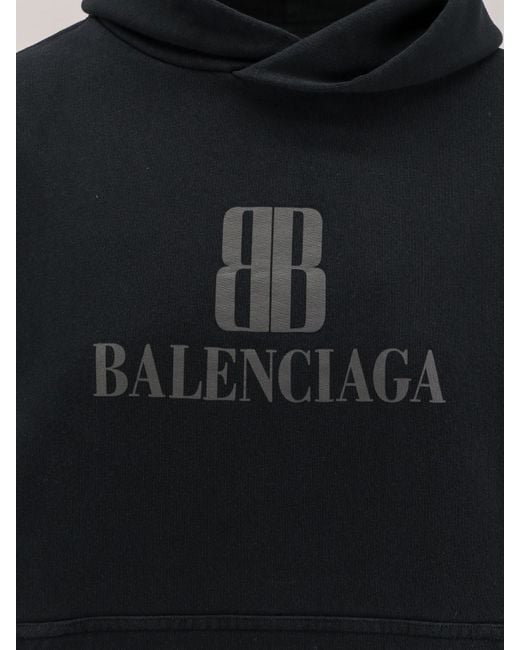 Balenciaga Black Cropped Cotton Sweatshirt
