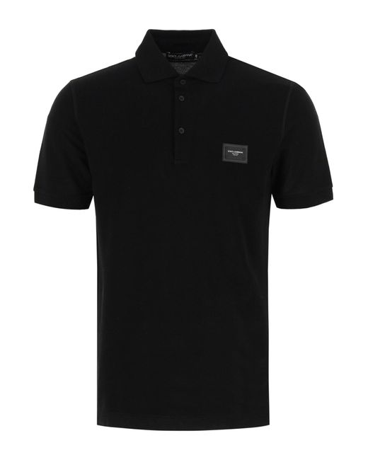 Dolce & Gabbana Polo Shirt With Logo Plaque in Black for Men | Lyst