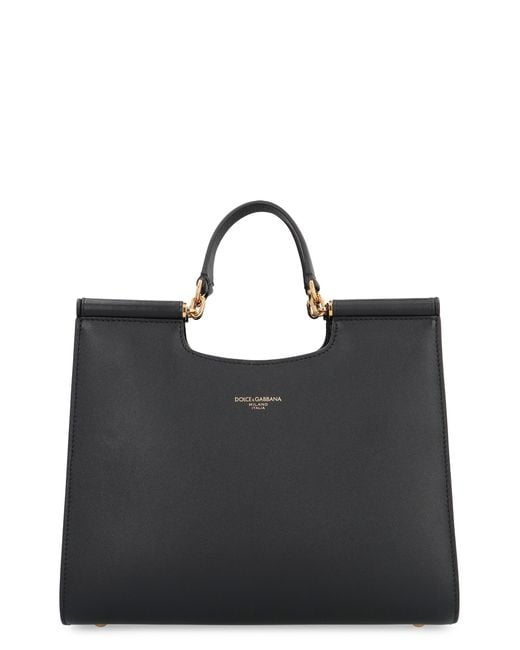 Dolce & Gabbana Black Tote Bag Sicily Calf Leather
