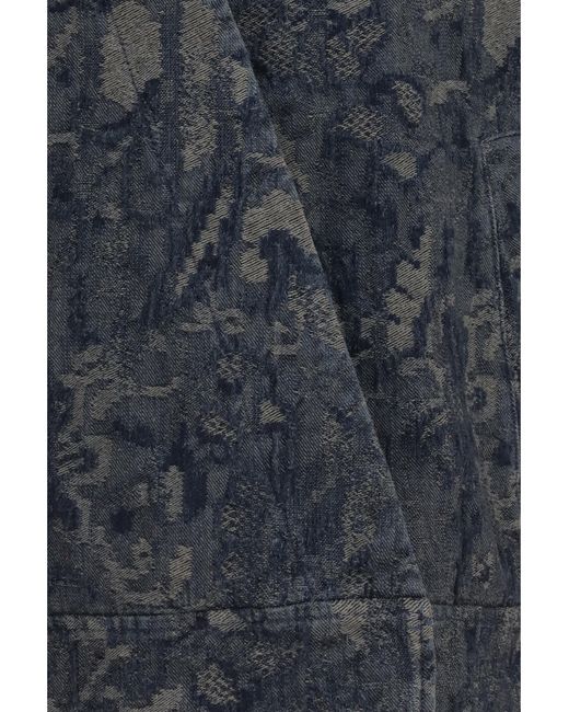 Giorgio Armani Blue Jacket Oversized Floral Jacquard Denim Cotton Blazers & Vests