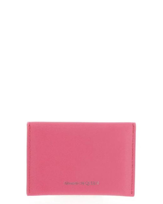 Alexander McQueen Pink Skull Snap Card Holder