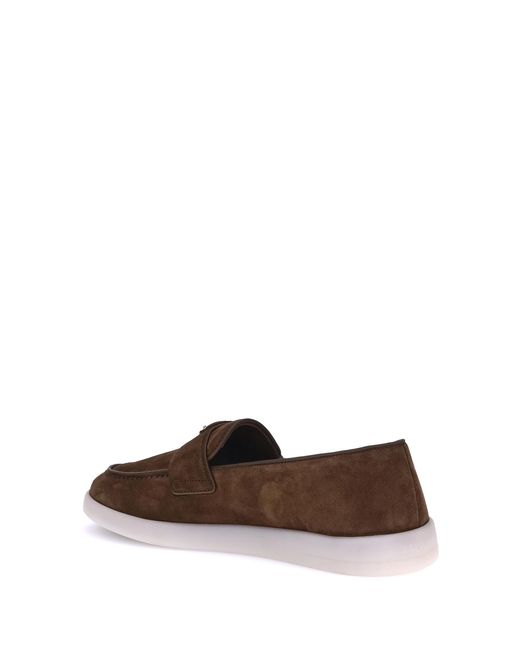 Prada White Suede Loafers Upper: Suede; Sole: Rubber for men