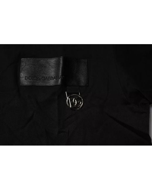 Dolce & Gabbana Black Logo Patch Cotton Crew Neck T-Shirt for men