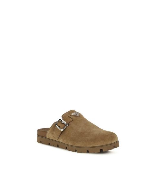 Prada Brown Calf Leather Bos Taurus Mules for men