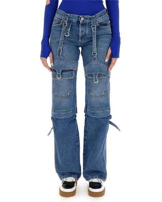 Off-White c/o Virgil Abloh Blue Cargo Jeans Cotton