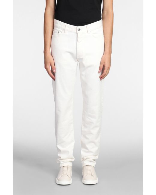 Zegna Black Jeans In White Cotton for men