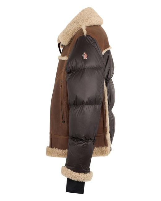 Moncler Brown Padded Jacket Argens Nappa & Shearling Polyamide Down for men