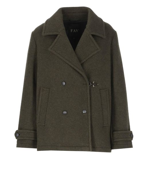 Fay Green Peacoat Coat