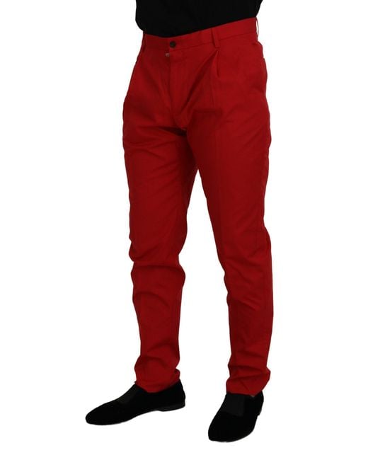 Dolce & Gabbana Red Elegant Slim Fit Crimson Chinos for men