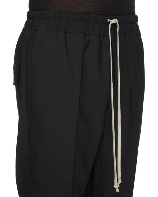 Rick Owens Black Pantalon Drawstring Slim Long Noir Trousers for men
