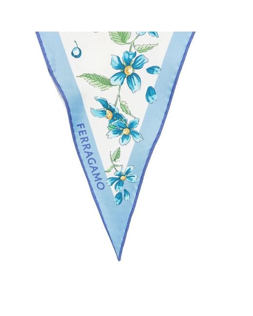 Ferragamo Blue Silk Stole- Scarf