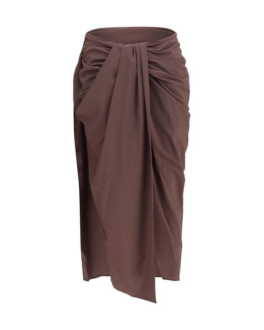Jacquemus Brown Pareo Skirt Stretch Muslin Polyester; Elastane