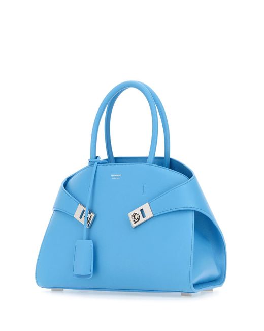Ferragamo Blue Leather Small Hug Handbag