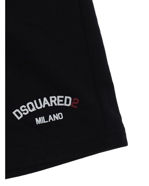 DSquared² Black Shorts With Contrast Details — Cotton for men